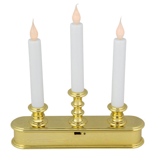 10" Pre-Lit LED White Lighted Candolier Christmas Candle Lamp