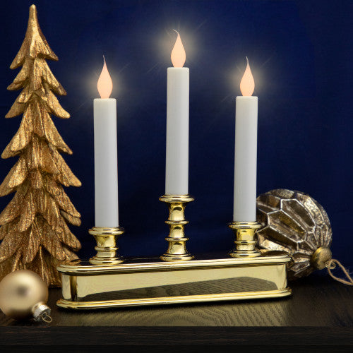 10" Pre-Lit LED White Lighted Candolier Christmas Candle Lamp