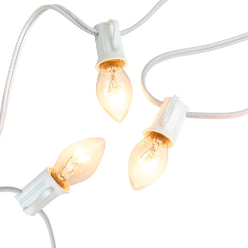 25 Count Clear C7 Christmas Lights, 24ft White Wire
