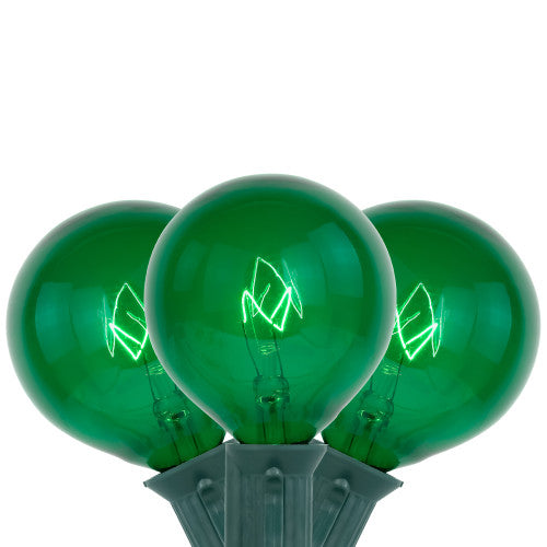 10-Count Green G50 Globe Christmas Patio Lights- 9ft, Green Wire