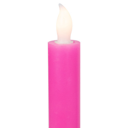 Set of 4 Purple and Pink Flickering LED Christmas Advent Wax Taper Candles 9.5"