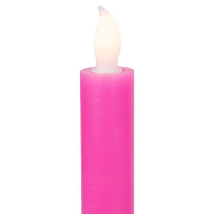 Set of 4 Purple and Pink Flickering LED Christmas Advent Wax Taper Candles 9.5"