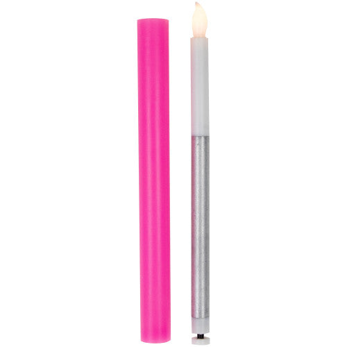 Set of 4 Purple and Pink Flickering LED Christmas Advent Wax Taper Candles 9.5"