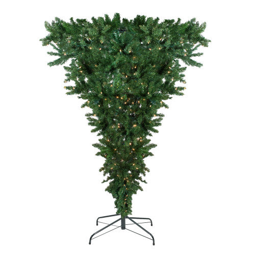 7' Pre-Lit Green Spruce Artificial Upside Down Christmas Tree - Clear Lights