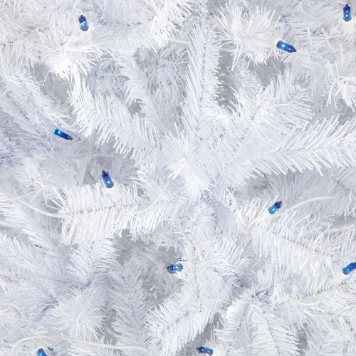 6.5’ Pre-Lit Slim Geneva White Spruce Artificial Christmas Tree, Blue Lights