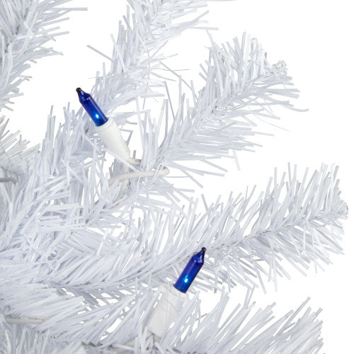 6.5’ Pre-Lit Slim Geneva White Spruce Artificial Christmas Tree, Blue Lights