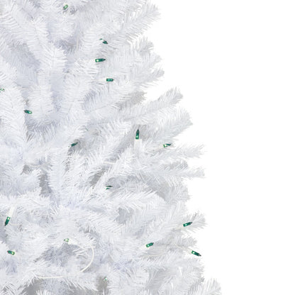 6.5’ Pre-Lit Slim Geneva White Spruce Artificial Christmas Tree, Green Lights