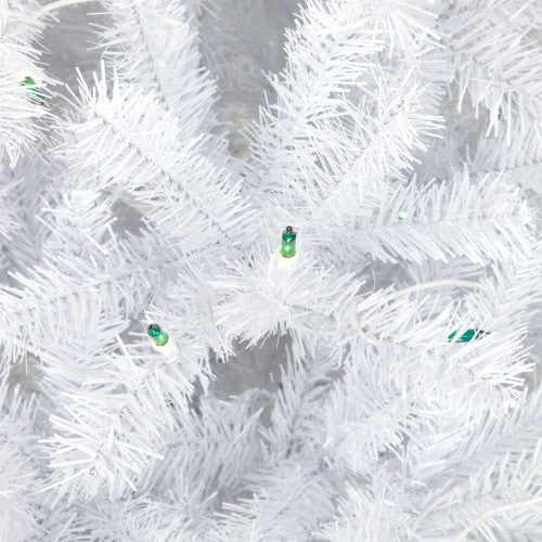 6.5’ Pre-Lit Slim Geneva White Spruce Artificial Christmas Tree, Green Lights