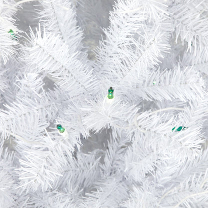 6.5’ Pre-Lit Slim Geneva White Spruce Artificial Christmas Tree, Green Lights