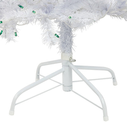 6.5’ Pre-Lit Slim Geneva White Spruce Artificial Christmas Tree, Green Lights