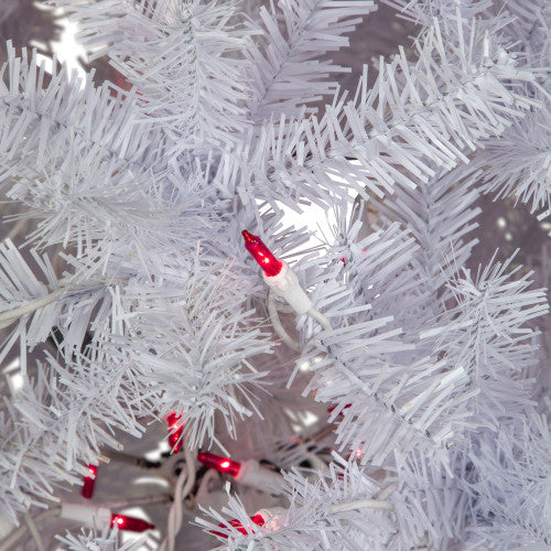 6.5’ Pre-Lit Slim Geneva White Spruce Artificial Christmas Tree, Pink Lights