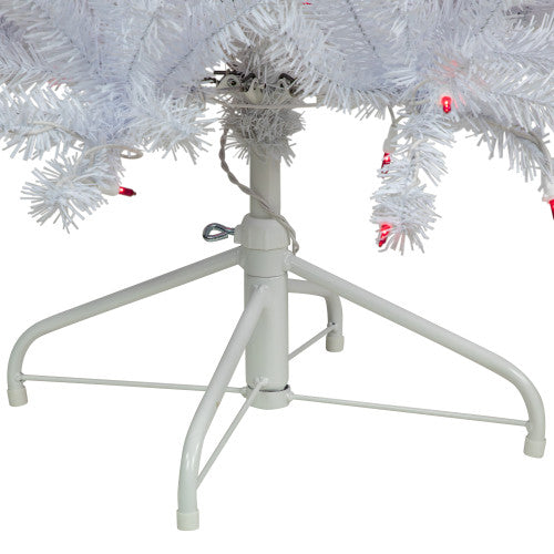 6.5’ Pre-Lit Slim Geneva White Spruce Artificial Christmas Tree, Pink Lights