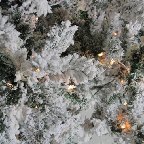 12' Pre-Lit Slim Pine Heavily Flocked Artificial Christmas Tree, Clear Lights