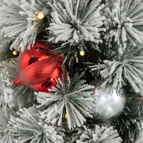 2' Pre-Lit Potted Snowy Bristle Pine Artificial Christmas Tree, Warm White LED Lights