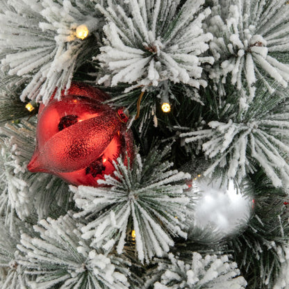 3' Pre-Lit Potted Snowy Bristle Pine Artificial Christmas Tree, Warm White LED Lights