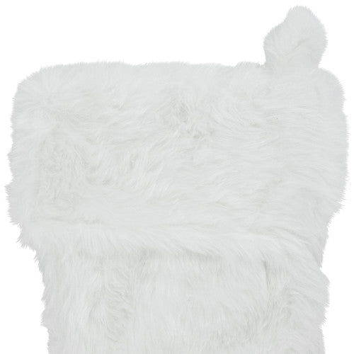 19" White Plush Christmas Stocking