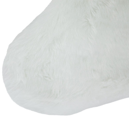 19" White Plush Christmas Stocking