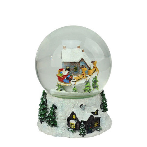 Musical and Animated Santa and Reindeer Rotating Christmas Water Globe - 6.75"