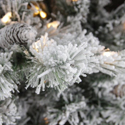 7.5' Pre-Lit LED Lights Flocked Victoria Pine Artificial Christmas Tree - Multicolor Light Options