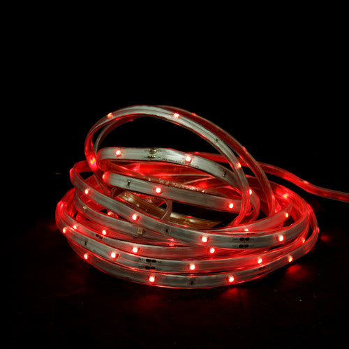 18' Red LED Outdoor Christmas Linear Tape Lighting - White Finish