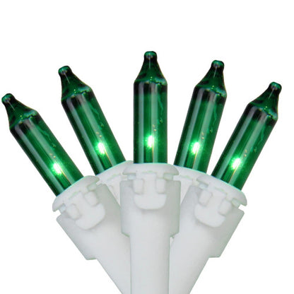 100-Count Green Mini Christmas Light Set, 20.25ft White Wire