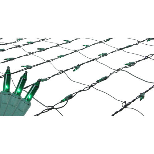 150-Count Green Mini Incandescent Net Style Christmas Lights - 6ft Green Wire