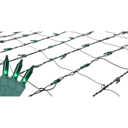 150-Count Green Mini Incandescent Net Style Christmas Lights - 6ft Green Wire