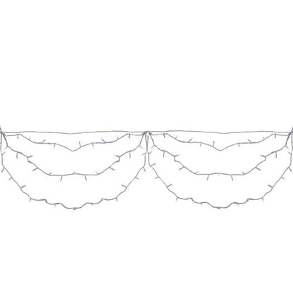 150 Blue and White LED Swag Christmas Lights - 7.5 ft White Wire