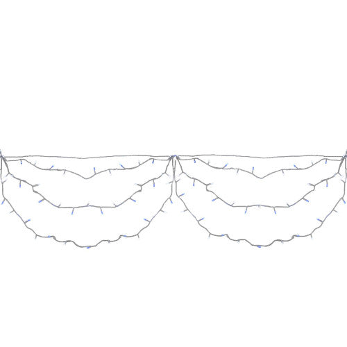 150 Blue and White LED Swag Christmas Lights - 7.5 ft White Wire