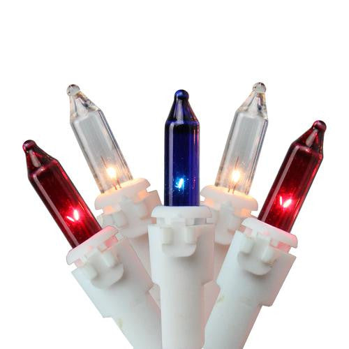 150-Count Red and Blue Chasing Mini Christmas Light Set, 34ft White Wire
